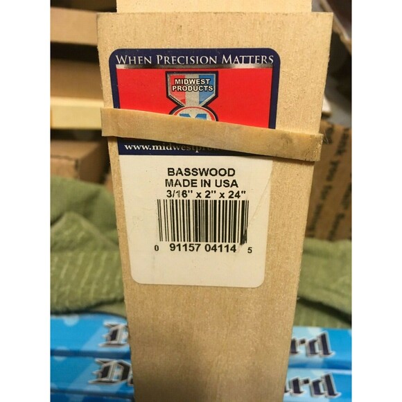 Midwest Basswood wood 3/16 x 2 x 24in (1)pc. - Picture 1 of 1